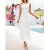 image:imageZESICA Womens Summer Sleeveless Floral Bodycon Wedding Guest DressesIvory