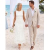 image:imageZESICA Womens Summer Sleeveless Floral Bodycon Wedding Guest DressesIvory