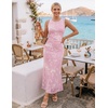 image:imageZESICA Womens Summer Sleeveless Floral Bodycon Wedding Guest DressesLightpink