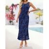 image:imageZESICA Womens Summer Sleeveless Floral Bodycon Wedding Guest DressesNavy