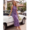 image:imageZESICA Womens Summer Sleeveless Floral Bodycon Wedding Guest DressesPurple