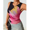 image:imageZESICA Womens Summer Sleeveless Floral Mesh Y2K Going Out Tank TopsBlack