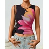 image:imageZESICA Womens Summer Sleeveless Floral Mesh Y2K Going Out Tank TopsBlack