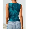image:imageZESICA Womens Summer Sleeveless Floral Mesh Y2K Going Out Tank TopsBlue