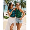 image:imageZESICA Womens Summer Sleeveless Floral Mesh Y2K Going Out Tank TopsBlue