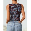 image:imageZESICA Womens Summer Sleeveless Floral Mesh Y2K Going Out Tank TopsCoffee