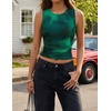 image:imageZESICA Womens Summer Sleeveless Floral Mesh Y2K Going Out Tank TopsGreen