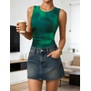image:imageZESICA Womens Summer Sleeveless Floral Mesh Y2K Going Out Tank TopsGreen