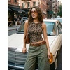 image:imageZESICA Womens Summer Sleeveless Floral Mesh Y2K Going Out Tank TopsLeopard