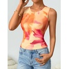 image:imageZESICA Womens Summer Sleeveless Floral Mesh Y2K Going Out Tank TopsOrange
