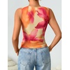 image:imageZESICA Womens Summer Sleeveless Floral Mesh Y2K Going Out Tank TopsOrange