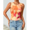 image:imageZESICA Womens Summer Sleeveless Floral Mesh Y2K Going Out Tank TopsOrange