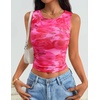 image:imageZESICA Womens Summer Sleeveless Floral Mesh Y2K Going Out Tank TopsRose