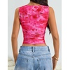 image:imageZESICA Womens Summer Sleeveless Floral Mesh Y2K Going Out Tank TopsRose