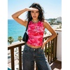 image:imageZESICA Womens Summer Sleeveless Floral Mesh Y2K Going Out Tank TopsRose