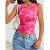 image:imageZESICA Womens Summer Sleeveless Floral Mesh Y2K Going Out Tank TopsRose