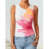 image:imageZESICA Womens Summer Sleeveless Floral Mesh Y2K Going Out Tank TopsWhite