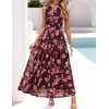 image:imageZESICA Womens Summer Sleeveless Floral Wedding Guest Maxi DressBrown