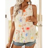 image:imageZESICA Womens Summer Sleeveless Gingham Tank Tops 2026 Crewneck Tie Front Top Loose Ruffle Peplum Babydoll BlousesApricot