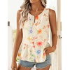 image:imageZESICA Womens Summer Sleeveless Gingham Tank Tops 2026 Crewneck Tie Front Top Loose Ruffle Peplum Babydoll BlousesApricot