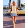 image:imageZESICA Womens Summer Sleeveless Gingham Tank Tops 2026 Crewneck Tie Front Top Loose Ruffle Peplum Babydoll BlousesApricot