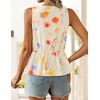 image:imageZESICA Womens Summer Sleeveless Gingham Tank Tops 2026 Crewneck Tie Front Top Loose Ruffle Peplum Babydoll BlousesApricot