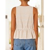 image:imageZESICA Womens Summer Sleeveless Gingham Tank Tops 2026 Crewneck Tie Front Top Loose Ruffle Peplum Babydoll BlousesBeige