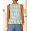 image:imageZESICA Womens Summer Sleeveless Gingham Tank Tops 2026 Crewneck Tie Front Top Loose Ruffle Peplum Babydoll BlousesGreen