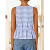 image:imageZESICA Womens Summer Sleeveless Gingham Tank Tops 2026 Crewneck Tie Front Top Loose Ruffle Peplum Babydoll BlousesLightblue