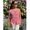 image:imageZESICA Womens Summer Sleeveless Gingham Tank Tops 2026 Crewneck Tie Front Top Loose Ruffle Peplum Babydoll BlousesRed