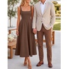 image:imageZESICA Womens Summer Sleeveless Square Neck A Line Midi DressBrown