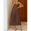image:imageZESICA Womens Summer Sleeveless Square Neck A Line Midi DressBrown