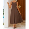 image:imageZESICA Womens Summer Sleeveless Square Neck A Line Midi DressBrown