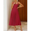 image:imageZESICA Womens Summer Sleeveless Square Neck A Line Midi DressRed