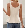 image:imageZESICA Womens Summer Sleeveless Vest Top Trendy Peplum TopsApricot