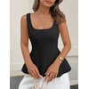 image:imageZESICA Womens Summer Sleeveless Vest Top Trendy Peplum TopsBlack
