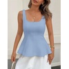 image:imageZESICA Womens Summer Sleeveless Vest Top Trendy Peplum TopsBlue