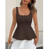 image:imageZESICA Womens Summer Sleeveless Vest Top Trendy Peplum TopsCoffee