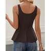 image:imageZESICA Womens Summer Sleeveless Vest Top Trendy Peplum TopsCoffee