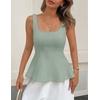 image:imageZESICA Womens Summer Sleeveless Vest Top Trendy Peplum TopsLight Green