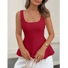 image:imageZESICA Womens Summer Sleeveless Vest Top Trendy Peplum TopsRed