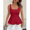 image:imageZESICA Womens Summer Sleeveless Vest Top Trendy Peplum TopsRed