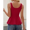 image:imageZESICA Womens Summer Sleeveless Vest Top Trendy Peplum TopsRed