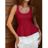 image:imageZESICA Womens Summer Sleeveless Vest Top Trendy Peplum TopsRed