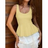 image:imageZESICA Womens Summer Sleeveless Vest Top Trendy Peplum TopsYellow