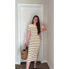 image:imageZESICA Womens Summer Striped Short Sleeve Bodycon Sweater DressApricot