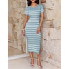 image:imageZESICA Womens Summer Striped Short Sleeve Bodycon Sweater DressLight Blue