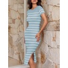 image:imageZESICA Womens Summer Striped Short Sleeve Bodycon Sweater DressLight Blue