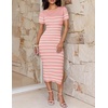 image:imageZESICA Womens Summer Striped Short Sleeve Bodycon Sweater DressPink