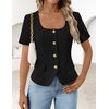 image:imageZESICA Womens Summer Vest Top Short Sleeve Blouse Suit Blazer Work OutfitsBlack